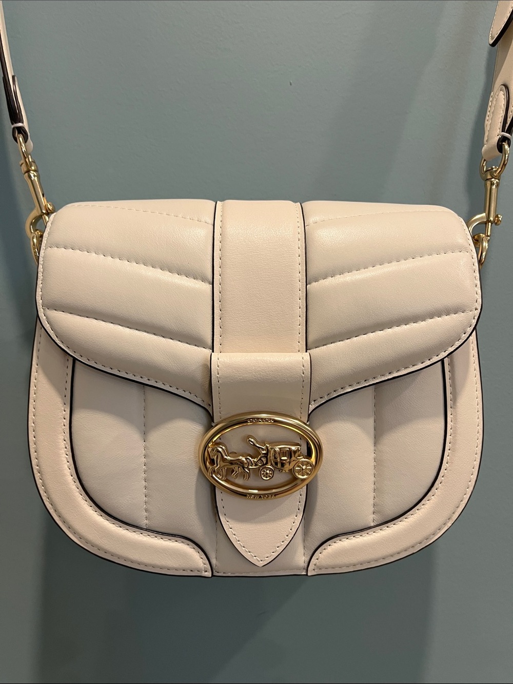 Coach Georgie Quilted Leather Crossbody Bag with Gold Hardware